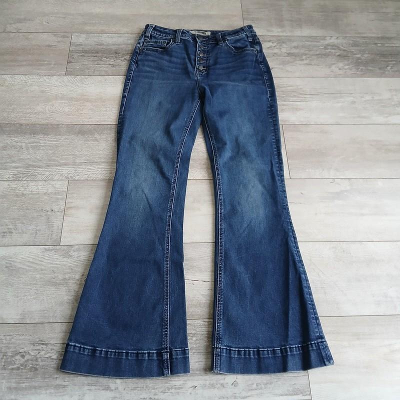 Rock & Roll Denim High Rise Trouser Flare Leg Jeans Womens Size 28/32 Button Fly