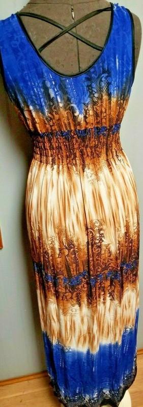 Romantic Blue Sundress Beach Cruise Tropical Dress Cute Print Pattern NEW + TAGS