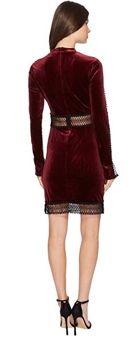 Romeo And Juliet Couture BURGUNDY Velvet W/ Sheer Lace Trim Dress US Medium