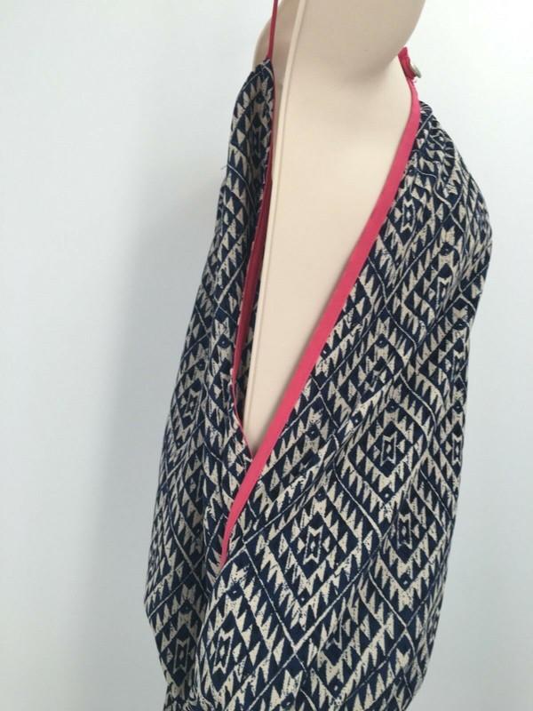 Romeo & Juliet Couture Geometric Pattern Navy/Pink Halter Jumpsuit Size Medium