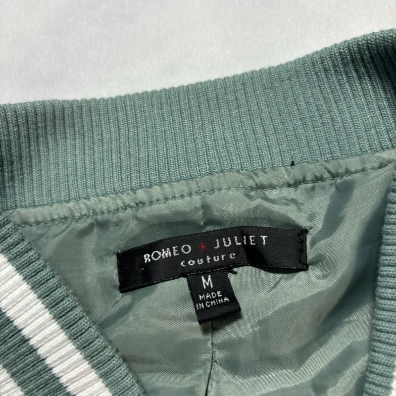 Romeo Juliet Couture Satin Bomber Jacket Womens M Green Floral Embroidered Japan