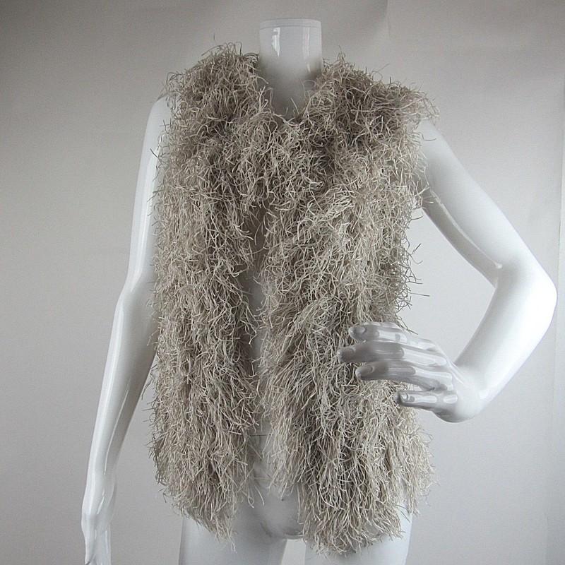 Rondina New York Designer Vest Cotton Fringed Straw Shaggy Women's Size XS