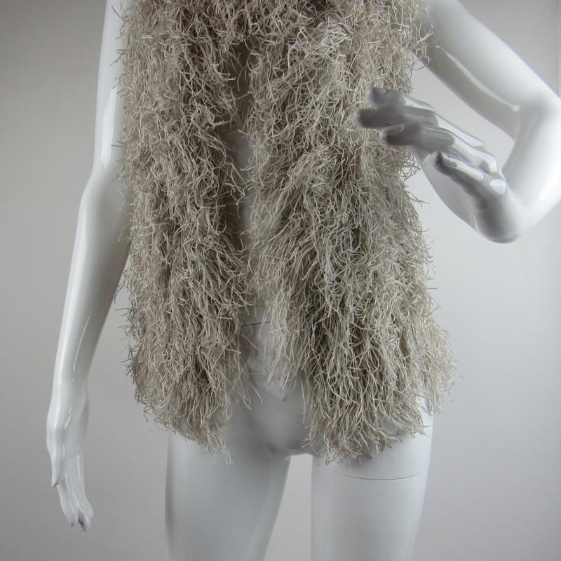 Rondina New York Designer Vest Cotton Fringed Straw Shaggy Women's Size XS