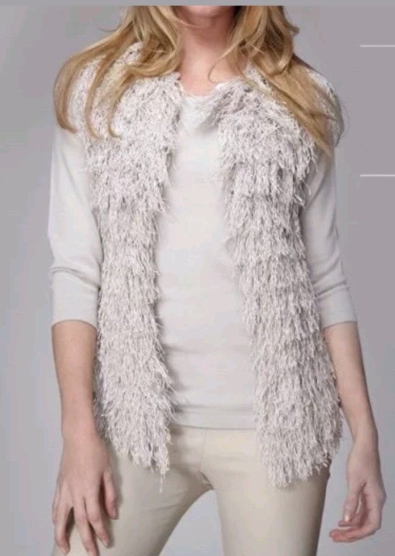 Rondina New York Designer Vest Cotton Fringed Straw Shaggy Women's Size XS