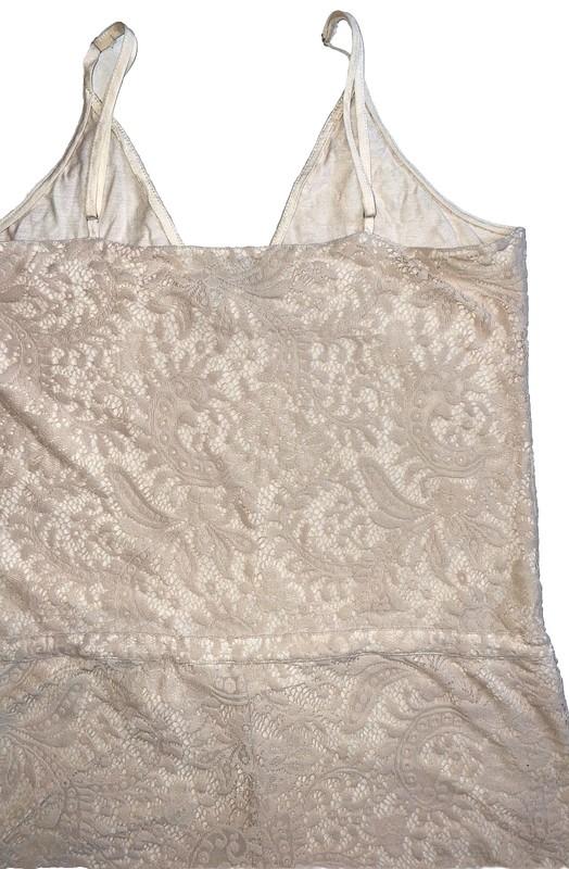 Rory Beca Floral Lace One Piece Tank Top Romper Shorts Beige Cream Sz S