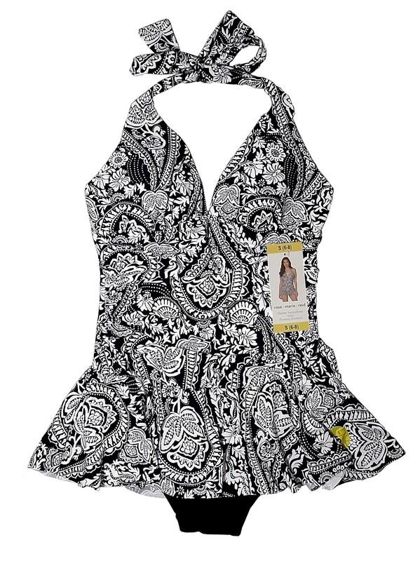 Rose Marie Reid sz:S (6-8) Women' Lady 4-Way Stretch Swim Dress Swimwear Floral