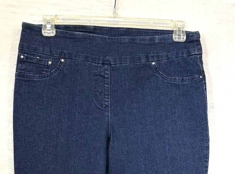Ruby Rd. Jeans Stretch Tapered Leg Pull On Size 12 Indigo Blue New With Tag