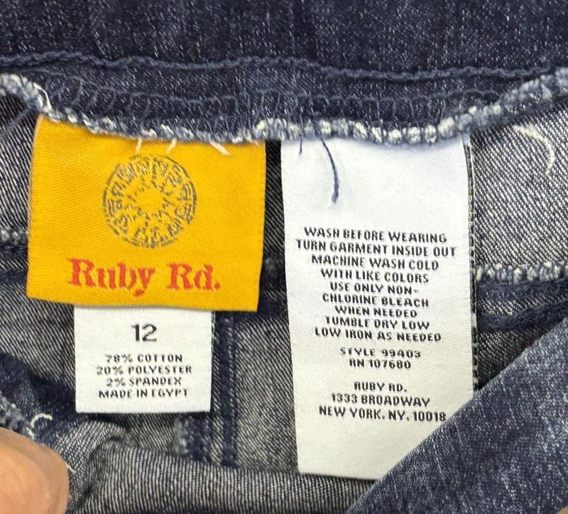 Ruby Rd. Jeans Stretch Tapered Leg Pull On Size 12 Indigo Blue New With Tag