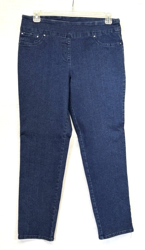 Ruby Rd. Jeans Stretch Tapered Leg Pull on Size 12 Indigo Blue New with Tag