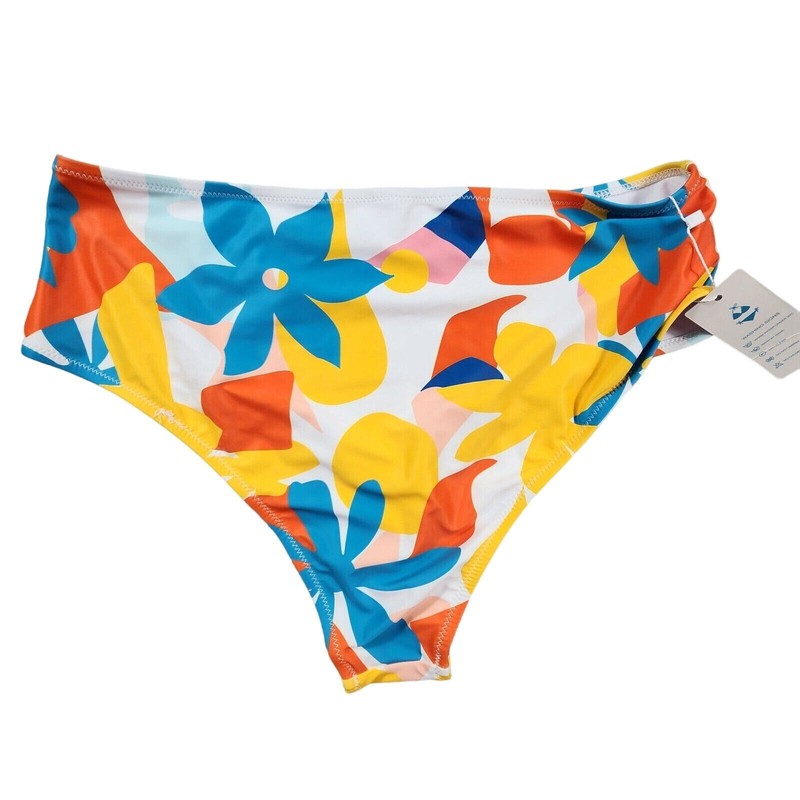 Ruched Design Swim Bottoms Floral Print Womens Size XL