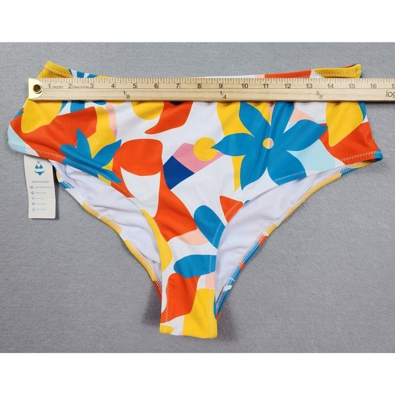 Ruched Design Swim Bottoms Floral Print Womens Size XL