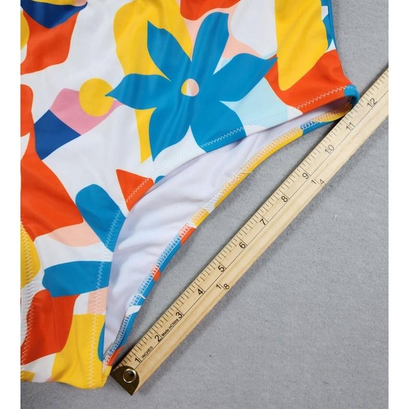 Ruched Design Swim Bottoms Floral Print Womens Size XL