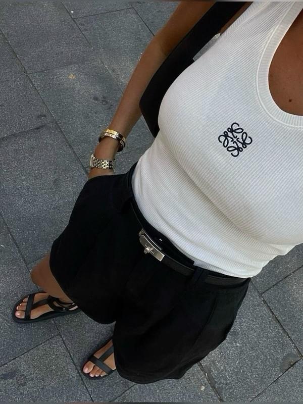 S Size Women's Casual Cotton Tank Top White