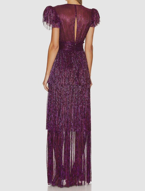 Sabina Musayev Women's Red Sequin Layered Maxi Dress Size Small