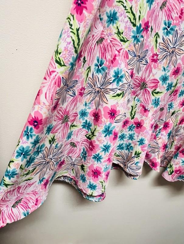 Sag Harbor Skirt Women’s Size 16 Pink Floral Flare Hem Elastic Waist