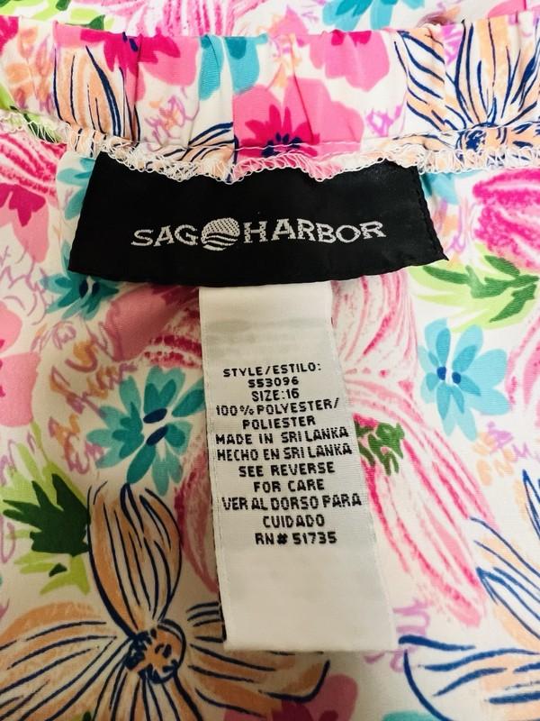 Sag Harbor Skirt Women’s Size 16 Pink Floral Flare Hem Elastic Waist