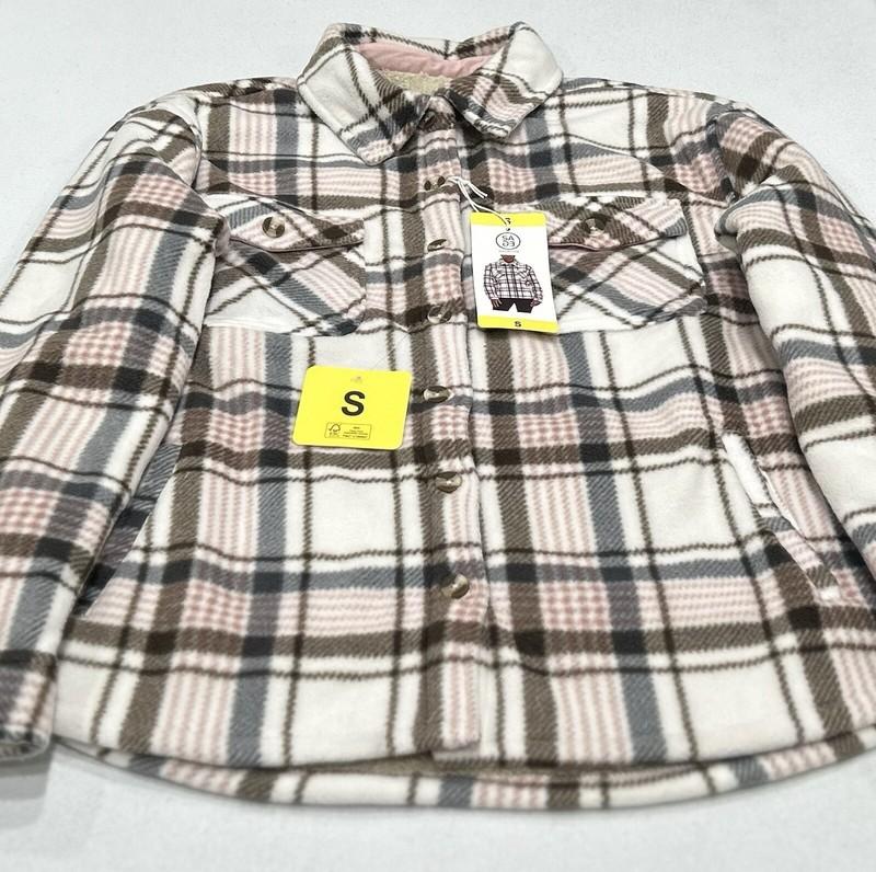 Sage Women's Plaid Super Plush Sherpa Lined Fleece Shirt Jacket Cream Size: S