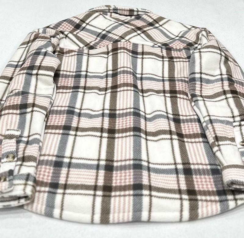 Sage Women's Plaid Super Plush Sherpa Lined Fleece Shirt Jacket Cream Size: S