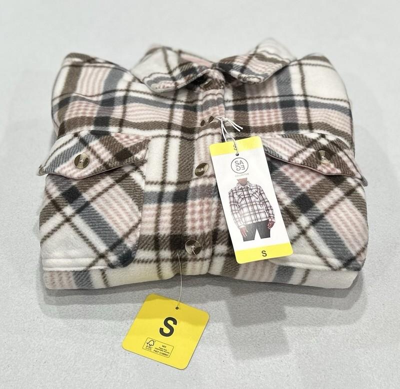 Sage Women's Plaid Super Plush Sherpa Lined Fleece Shirt Jacket Cream Size: S