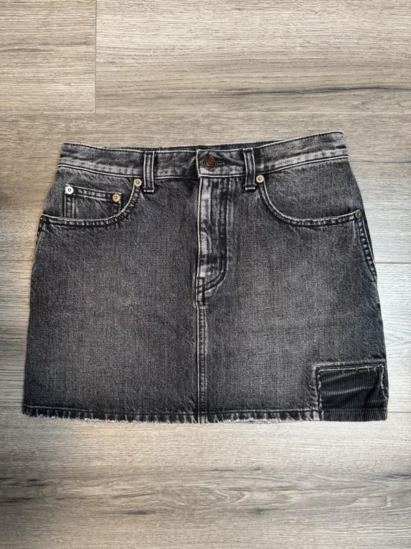 SAINT LAURENT Black Denim Mini Skirt Cotton Size 28 165/66Y
