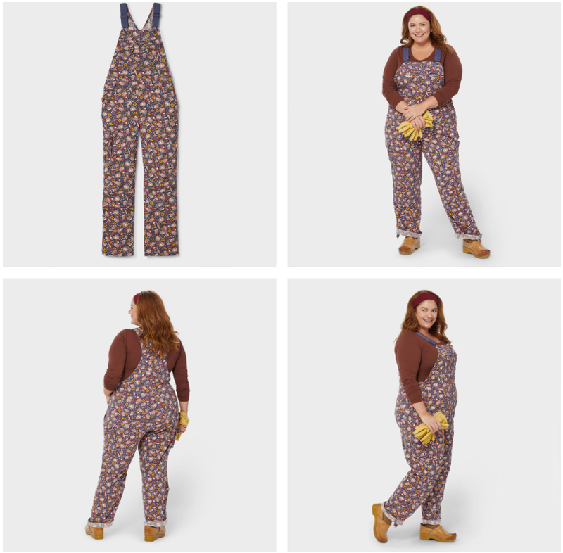 SALE~~Women's Heirloom Gardening Bib Overalls -Color Dusk Blue Fall Hedgehog