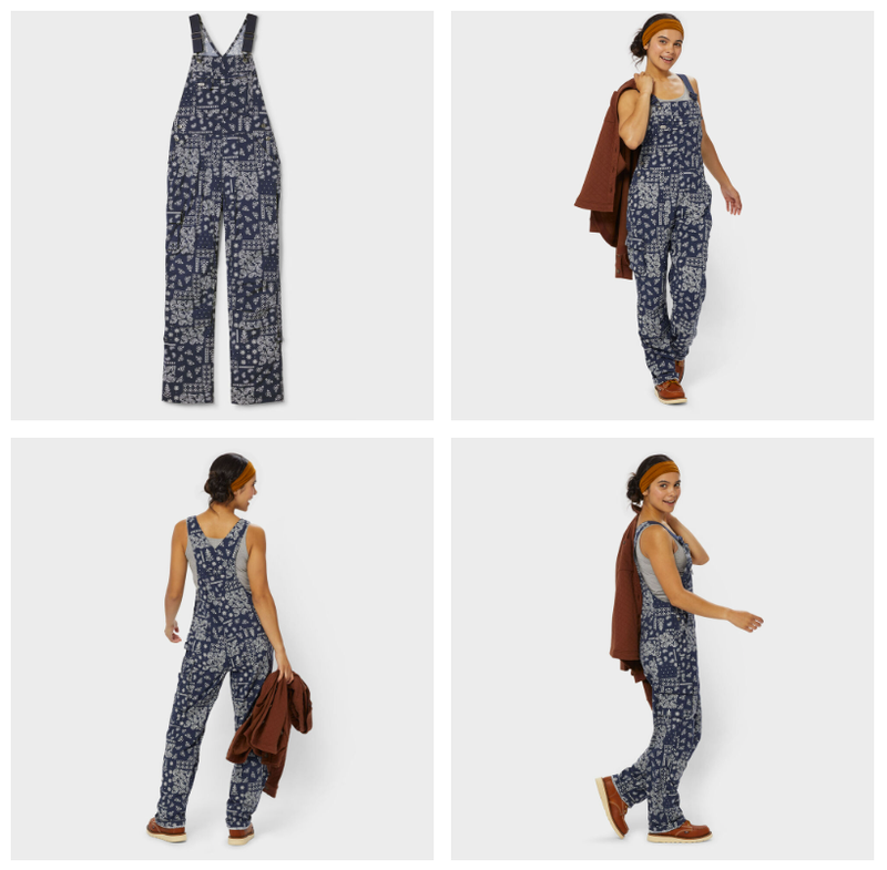 SALE~~Women's Heirloom Gardening Bib Overalls - Navy Bandana
