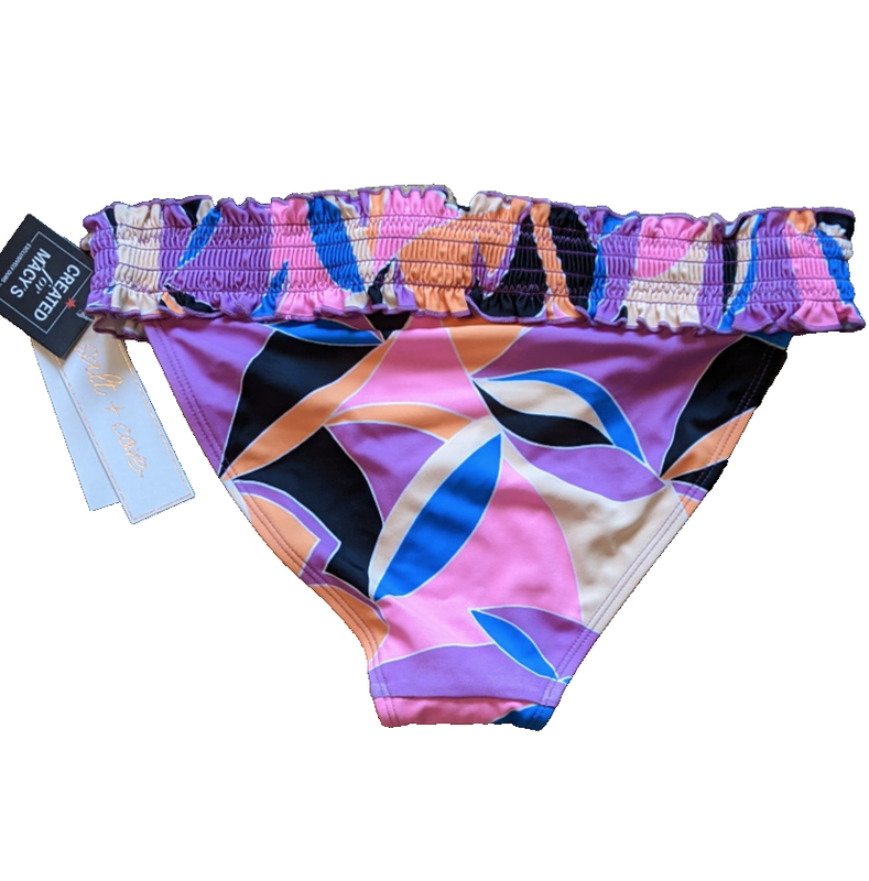 Salt And Cove Bikini Bottom Tropical Leaves Print Small Swim Bottoms Purple