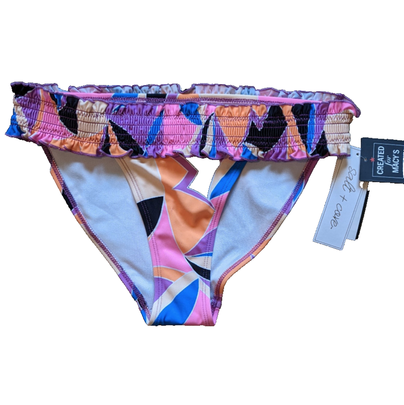 Salt and Cove Bikini Bottom Tropical Leaves Print Small Swim Bottoms Purple