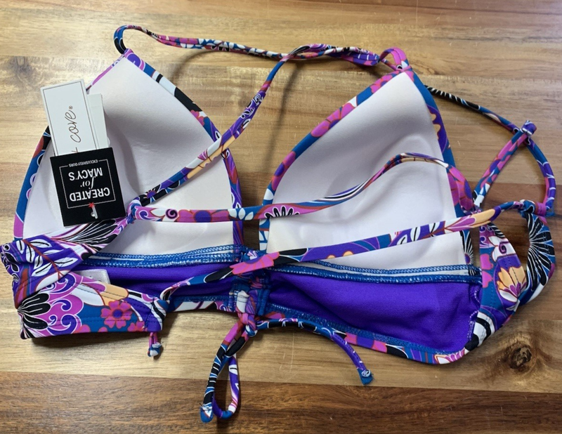 Salt + Cove D/DD Juniors Floral-Print Tie-Back Bikini Top New