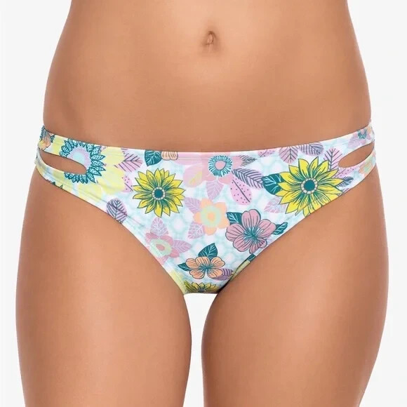 Salt + Cove Printed Cut-Out Hipster Bikini Blue Floral Small NWT