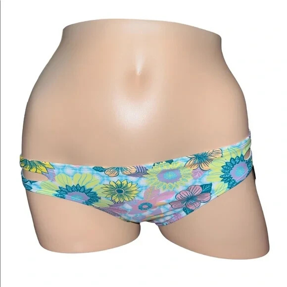 Salt + Cove Printed Cut-Out Hipster Bikini Blue Floral Small NWT