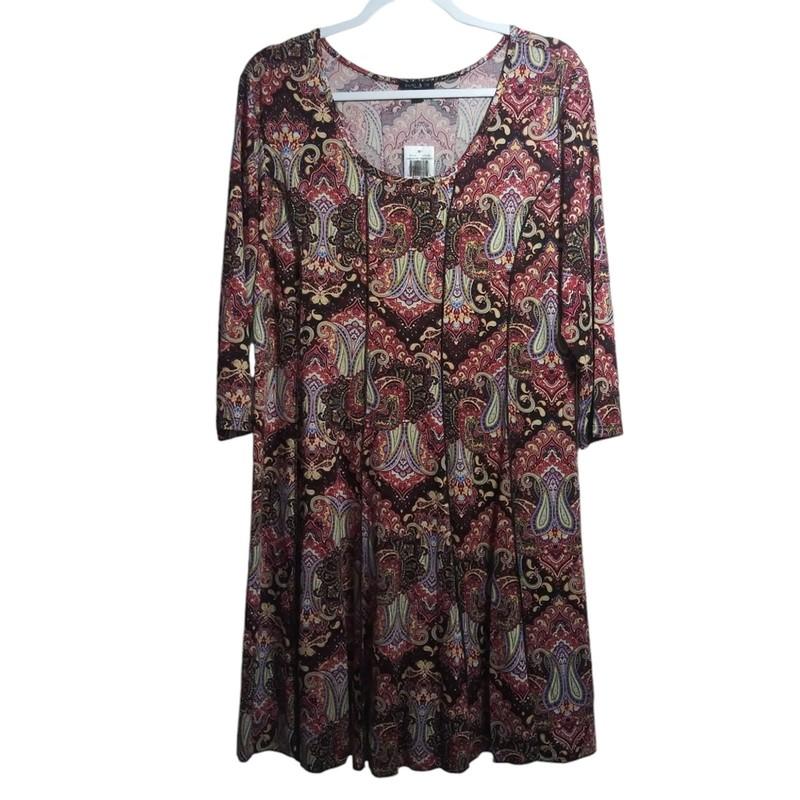 Sami & Jo Paisley A line Long Sleeve Dress Size PXL