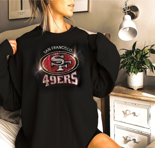 San Francisco 49ers Bling UNISEX Hoodie Crewneck Sweatshirt LS Tshirt Sm Thru 4X