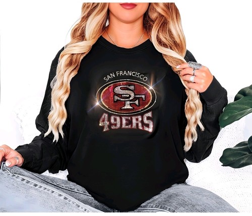 San Francisco 49ers Bling UNISEX Hoodie Crewneck Sweatshirt LS Tshirt Sm Thru 4X