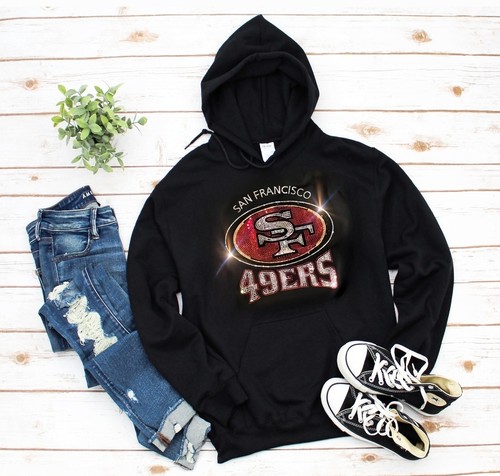 San Francisco 49ers Bling UNISEX Hoodie Crewneck Sweatshirt LS Tshirt Sm Thru 4X
