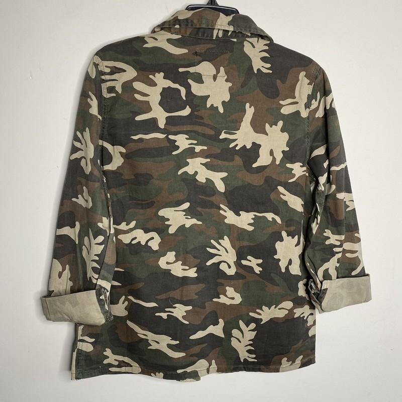 SANCTUARY Jacket Womens Olive Green Camo Button-Up NEW Pockets Cotton Canvas