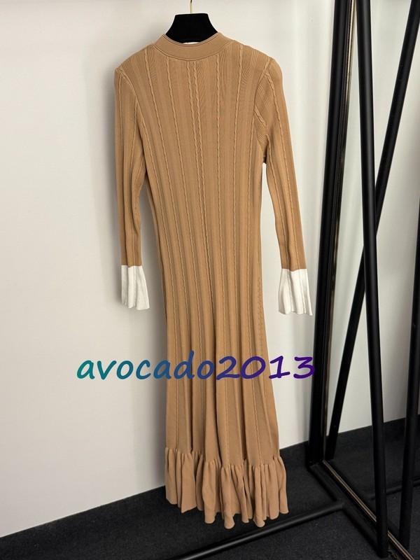 Sandro Women Spliced Cuffs Elegant V-neck Long Sleeved Knitted Dress NEW