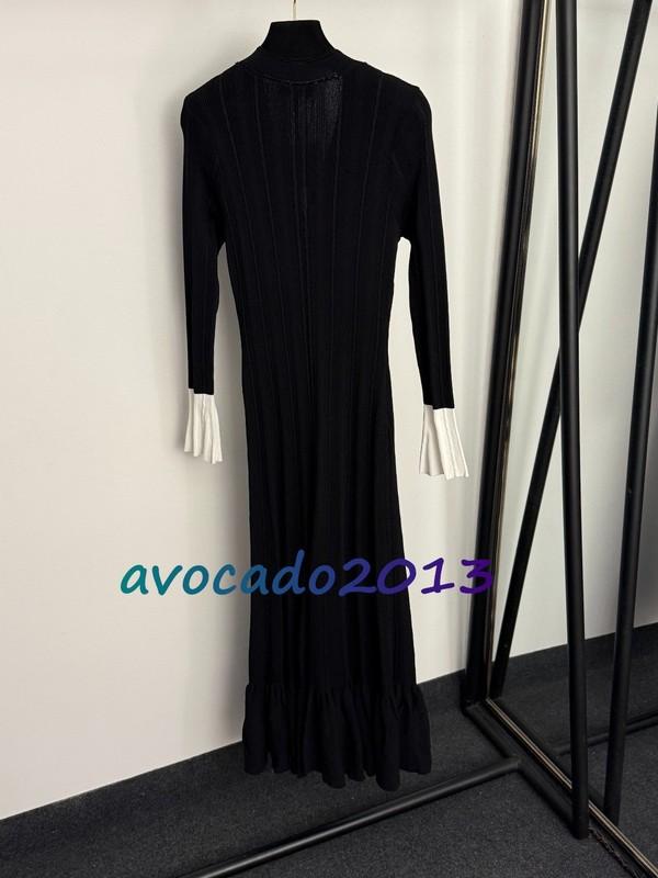 Sandro Women Spliced Cuffs Elegant V-neck Long Sleeved Knitted Dress NEW