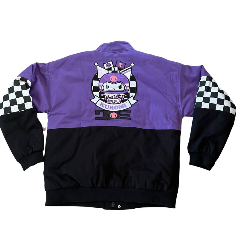 Sanrio Kuromi Racing Jacket Purple Black C Checkered Anime Women's Size Large