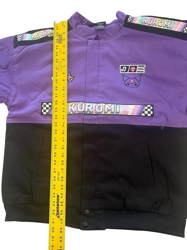 Sanrio Kuromi Racing Jacket Purple Black C Checkered Anime Women's Size Large