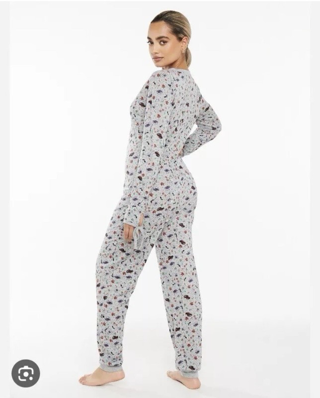 Savage Fenty Pajama One Piece Open Back Pajama Graphic Print Sz Large Christmas
