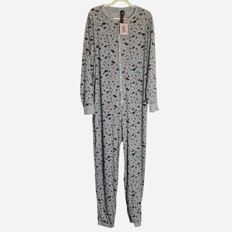 Savage Fenty Pajama One Piece Open Back Pajama Graphic Print Sz Large Christmas