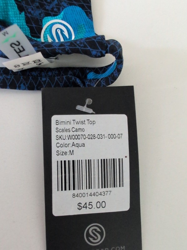 Scales Womens Bimini Triangle Bikini Top Bathing Suit Top Size M Blue Camo New