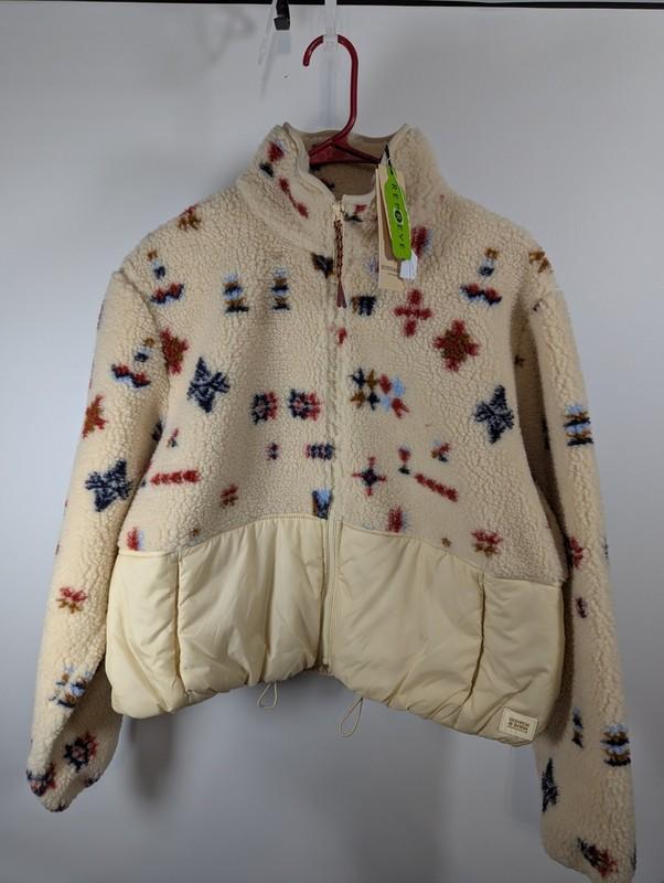 Scotch & Soda Women's Medium Teddy Anorak Jacket Off-White Cream Full Zip