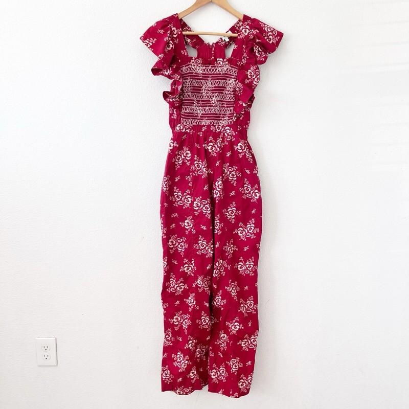 Sea Alessia Print Smocked Jumpsuit In Red Size 6