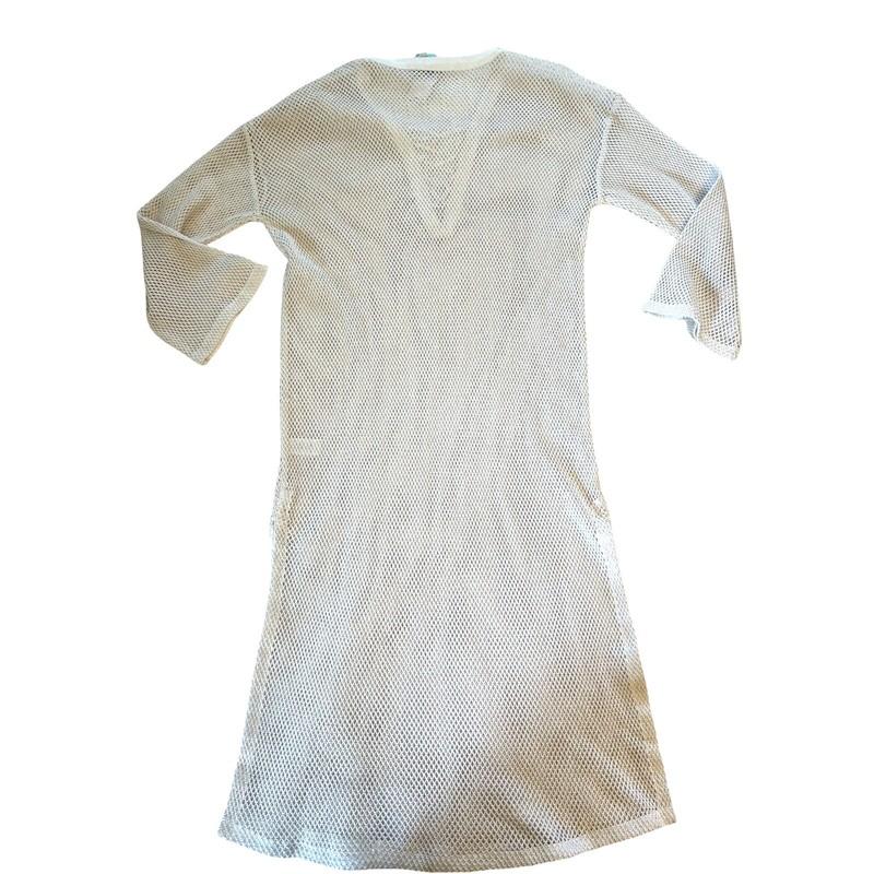 SeaFolly Coverup S Crochet Mesh Swim Ivory Lace Up 100% Cotton Mesh Boho Resort