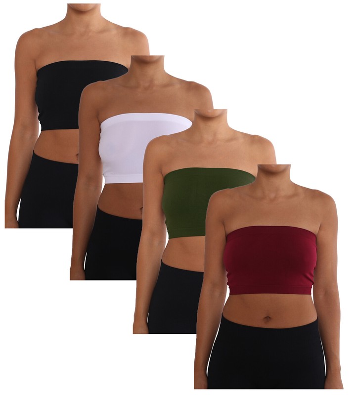 Seamless Tube Top Layering Bandeau Spandex Bra REG And PLUS 3 & 4 Combo Packs