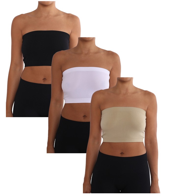 Seamless Tube Top Layering Bandeau Spandex Bra REG And PLUS 3 & 4 Combo Packs