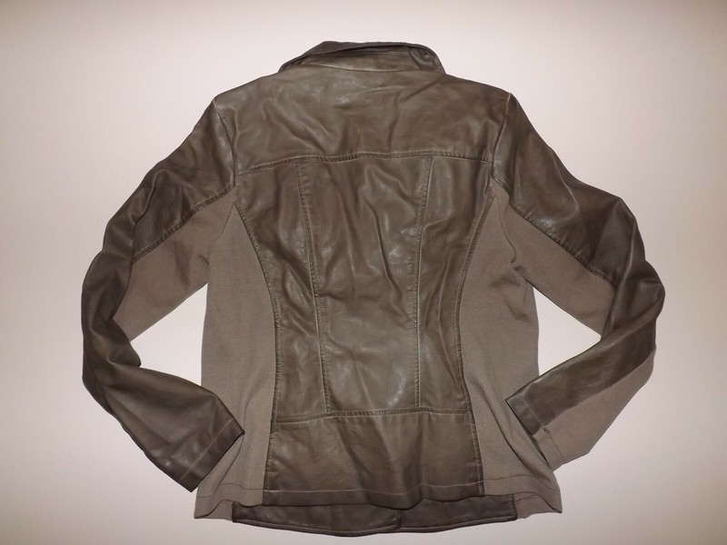 SEBBY COLLECTION Taupe Diagonal Zip Faux Leather Jacket Coat XXL NWT Womens