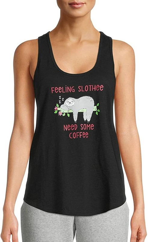 Secret Treasures Ladies Sleep Tank Black Semi Sheer - "Living The Dream"